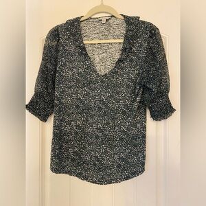 Lucky Brand Floral Green and White Women's Top